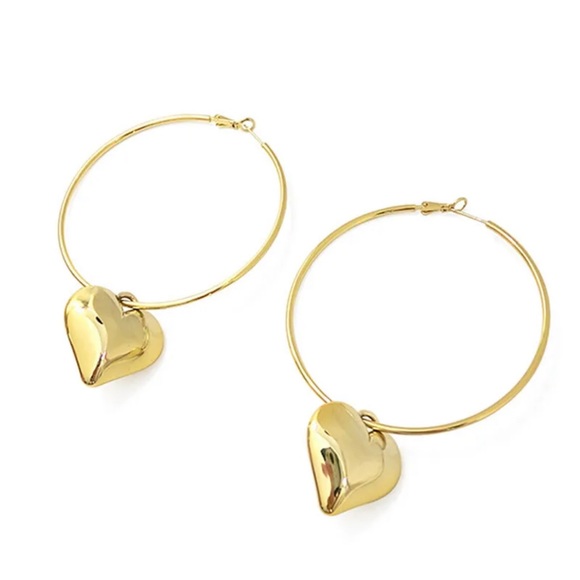 Jewelry - Heart Hoop Dangle Earrings